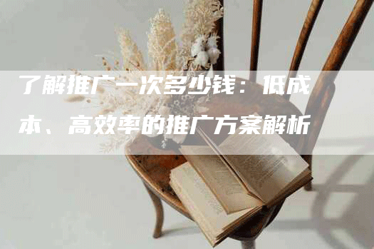 了解推广一次多少钱：低成本、高效率的推广方案解析