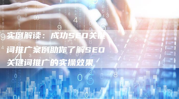 实例解读：成功SEO关键词推广案例助你了解SEO关键词推广的实操效果